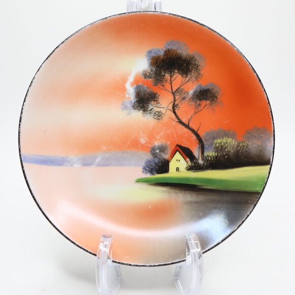 Vintage Noritake Hand Painted Decorative Plate - Japanese Cabin / Lake - Picture 8 of 8
